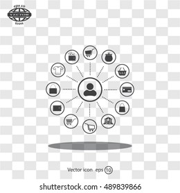 Shopping Icon Set. Vector illustration