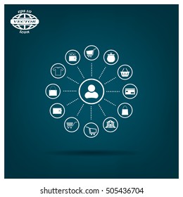 Shopping Icon Set. Vector illustration