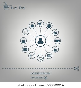 Shopping Icon Set. Vector illustration