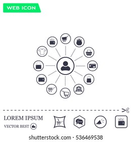 Shopping Icon Set. Vector illustration