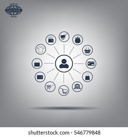 Shopping Icon Set. Vector illustration