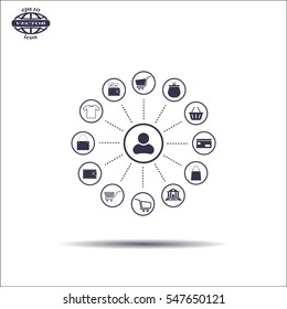 Shopping Icon Set. Vector illustration
