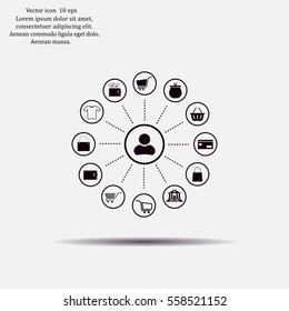 Shopping Icon Set. Vector illustration
