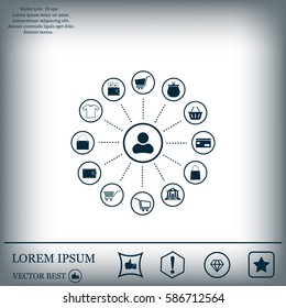 Shopping Icon Set. Vector illustration