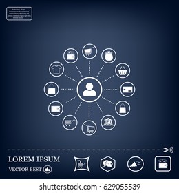 Shopping Icon Set. Vector illustration