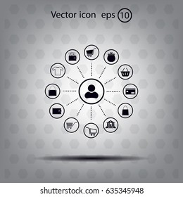 Shopping Icon Set. Vector illustration