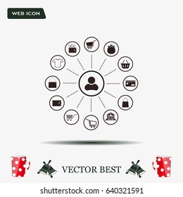 Shopping Icon Set. Vector illustration