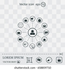 Shopping Icon Set. Vector illustration