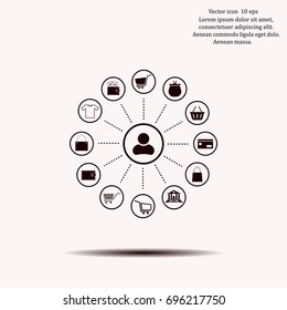 Shopping Icon Set. Vector illustration