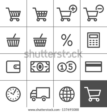 Shopping Icon Set. Vector illustration. Simplines series. Simple outlined icons. Linear style