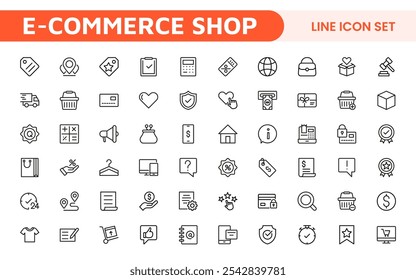 Shopping Icon Set. Vibrant and engaging icons for enhancing e-commerce platforms, perfect for product listings, cart management, and checkout processes to elevate the online shopping experience.