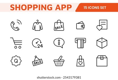 Shopping Icon Set. Vibrant and engaging icons for enhancing e-commerce platforms, perfect for product listings, cart management, and checkout processes to elevate the online shopping experience.
