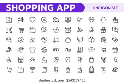 Shopping Icon Set. Vibrant and engaging icons for enhancing e-commerce platforms, perfect for product listings, cart management, and checkout processes to elevate the online shopping experience.