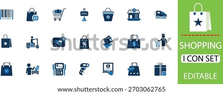 shopping icon set, A vibrant shopping icon representing convenience and modern retail.
Invites users to explore products, services, and effortless purchasing experiences.