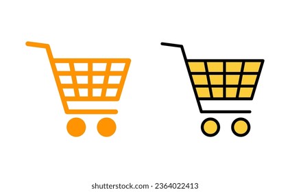Juego de iconos de compras para aplicaciones web y móviles. Signo y símbolo del carro de la compra. Icono de trolebús