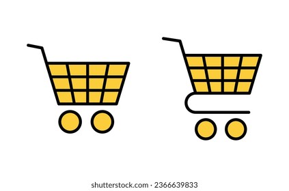 Juego de iconos de compras para aplicaciones web y móviles. Signo y símbolo del carro de la compra. Icono de trolebús