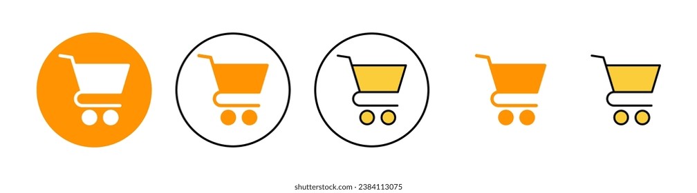 Juego de iconos de compras para aplicaciones web y móviles. Signo y símbolo del carro de la compra. Icono de trolebús