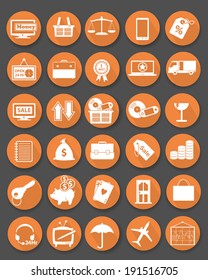 Shopping icon set,Flat icons,Orange version,vector