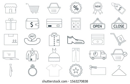 Shopping icon set.High quality logo for web site design and mobile apps.