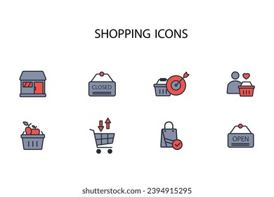 Shopping icon set.vector.Editable stroke.linear style sign for use web design,logo.Symbol illustration.