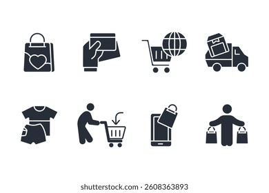 Shopping icon set.vector.Editable stroke.linear style sign for use web design,logo.Symbol illustration.