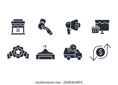 Shopping icon set.vector.Editable stroke.linear style sign for use web design,logo.Symbol illustration.
