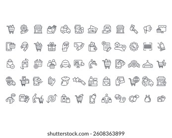 Shopping icon set.vector.Editable stroke.linear style sign for use web design,logo.Symbol illustration.