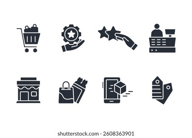 Shopping icon set.vector.Editable stroke.linear style sign for use web design,logo.Symbol illustration.