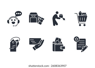 Shopping icon set.vector.Editable stroke.linear style sign for use web design,logo.Symbol illustration.
