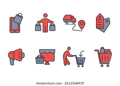 Shopping icon set.vector.Editable stroke.linear style sign for use web design,logo.Symbol illustration.