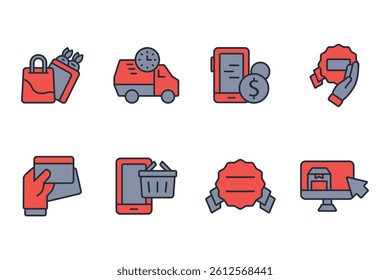 Shopping icon set.vector.Editable stroke.linear style sign for use web design,logo.Symbol illustration.