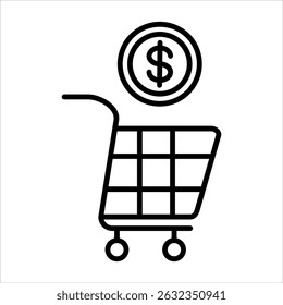 Icono de compras. Ilustración de contorno de Vector simple