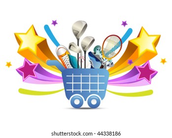 shopping icon with sport goods