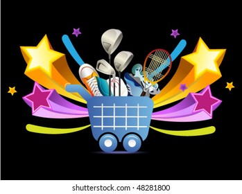 shopping icon with sport goods