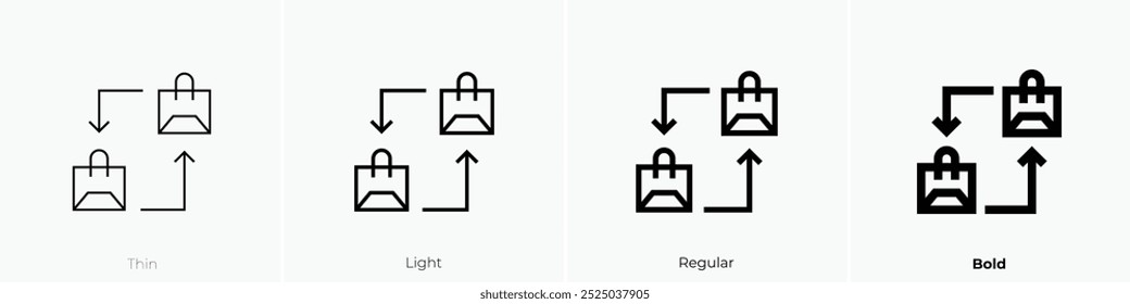 shopping icon. Thin, Light Regular And Bold style design isolated on white background