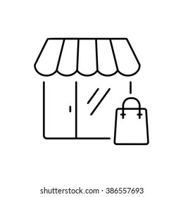 Shopping icon in thin line style. Vector illustration. 