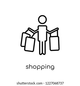 Shopping icon. Trendy modern flat linear vector Shopping icon on white background from thin line Activity and Hobbies collection, editable outline stroke vector illustration