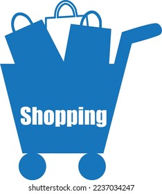 Icono de la compra, icono del carro de la compra, vector azul