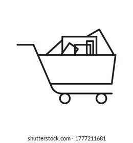 Vector de icono de compra. Icono del carro de compras sobre fondo blanco