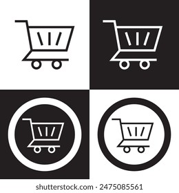 Shopping icon vector. Shopping cart sign and symbol. Trolley icon.  isolated on white and black background. EPS 10