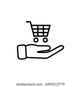 Icono de compras Vector. símbolo de ilustración de comercio electrónico. símbolo de tienda en línea.