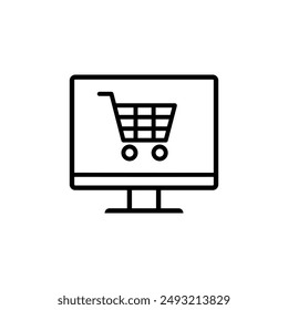 Icono de compras Vector. símbolo de ilustración de comercio electrónico. símbolo de tienda en línea.