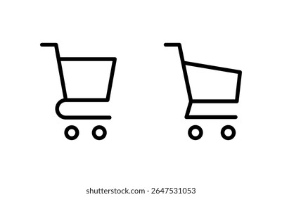 Ilustração de vetor de ícone de compras. Sinal e símbolo do carrinho de compras. Ícone do carrinho