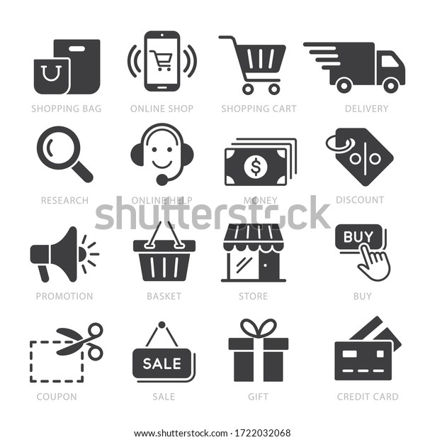 Shopping icon vector\
illustration set