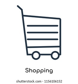 Shopping icon vector isolated on white background, Shopping transparent sign , thin symbols or lined elements in outline style