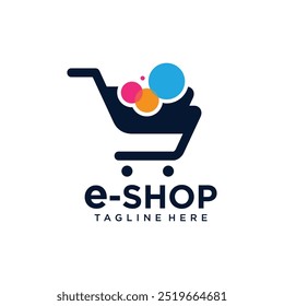 Diseño del logotipo del Vector del icono de las compras con el Vector único creativo del concepto Premium de la carretilla