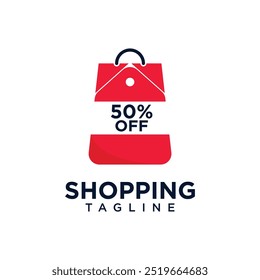 Diseño de logotipo de Vector de icono de compras con etiqueta de Precio concepto único creativo Vector de Premium