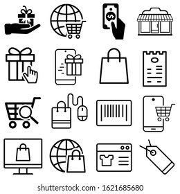 Shopping icon vector set. E-commerce illustration sign collection. eshop symbol.