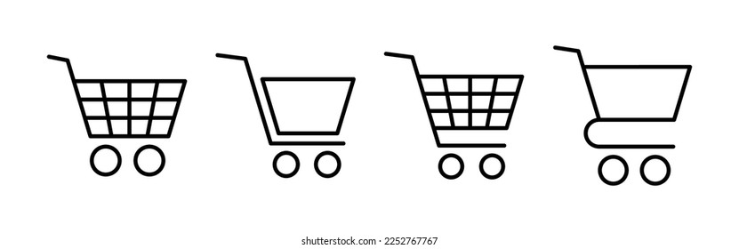 Vector de iconos de compras para aplicaciones web y móviles. Signo y símbolo del carro de la compra. Icono de trolebús