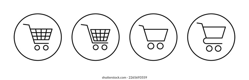 Vector de iconos de compras para aplicaciones web y móviles. Signo y símbolo del carro de la compra. Icono de trolebús